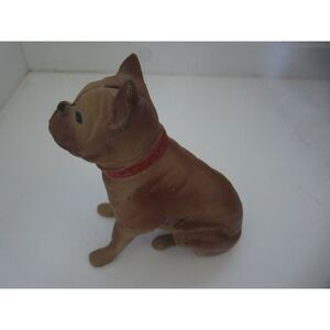 VINTAGE  CAST IRON  BEAUTIFUL SITTING  BOXER STILL BANK RICH BROWN COLORING